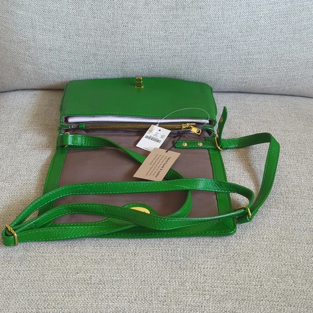 NWT Green Leather J. Crew Crossbody Bag - Picture 3 of 4